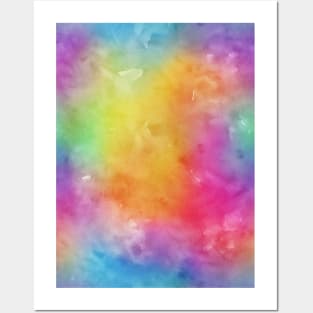 Bright Purple Green Yellow Pink Pastel Rainbow Watercolor Ombre Shades Posters and Art